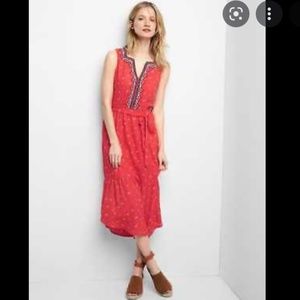 NWT GAP Embriodary Tribal Geometric Maxi Floral Red Summer Dress one piece XS
